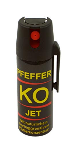 BALLISTOL 24430 Pfeffer-KO Jet 50ml Spray – Verteidigungsspray gegen Tiere – Abwehrspray 5m Sprühweite - Panikverschluss