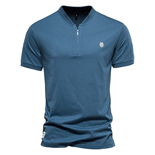 T-Shirt für Herren Sommer Kurzarm Sleeve Tee Shirts Baumwolle mit V-Ausschnitt Atmungsaktive Lässige Sportliche T Shirts Sport Oberteil Langarm Shirt Rot Herren Bequem, trocken und atmungsaktiv