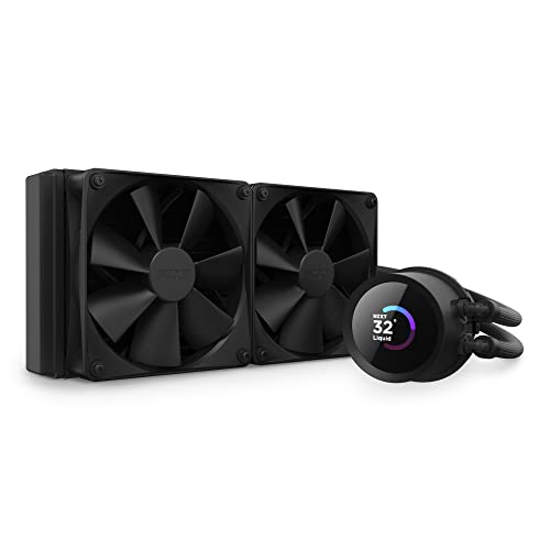 NZXT Kraken 240 - RL-KN240-B1-240mm AIO CPU Wasserkühlung - 1,54" LCD Display 240x240-2x120mm PWM Fans - EIN Breakoutkabel zur einfachen Installation - Schwarz