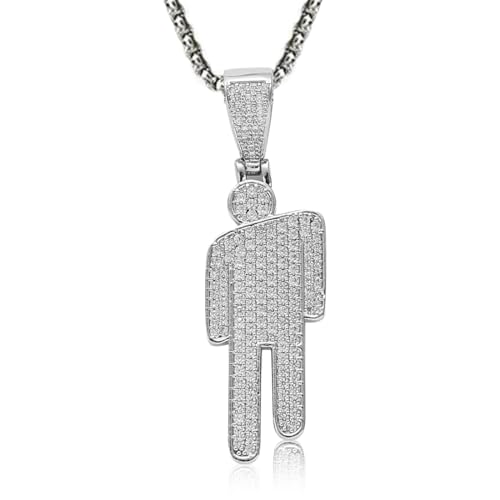 EIROVYA Diamant-Halskette, Bösewicht-Halskette, Halskette, Diamant-Paar-Anhänger, Silber, 1 Stück