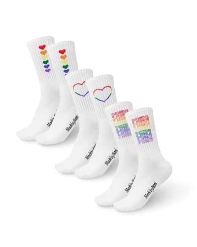 Made by Nami 3 Paar Regenbogen Socken LGBTQ Accessoires Gay Lesbian Pride Outfit (DE/NL/SE/PL, Numerisch, 41, 45, Regular, Regular, Pride Set 1)