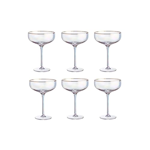 BUTLERS 6er Set Champagnerschalen mit Goldrand 400ml Vintage Gläser - SMERALDA - Sektschalen aus mundgeblasenem Glas | Gläser & Trinkgeschirr, Sektgläser, Martini- und Cocktailschalen