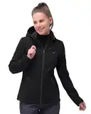 33,000ft Damen Softshelljacke Wasserdichte Winddichte Funktionsjacke Atmungsaktive Übergangsjacke Leichte Fahhradjacke mit Kapuze Windbreaker zum Laufen, Radfahren, Wandern，Schwarz 42