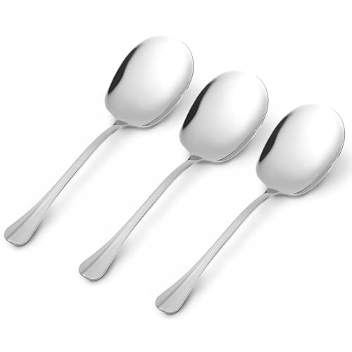 3 Stück Servierlöffel Groß, Servierlöffel 25cm, Servierlöffel Edelstahl, Löffel Groß, Vorlegebesteck, Vorlegelöffel, Serving Spoon, Lange Löffel Edelstahl, Servierbesteck