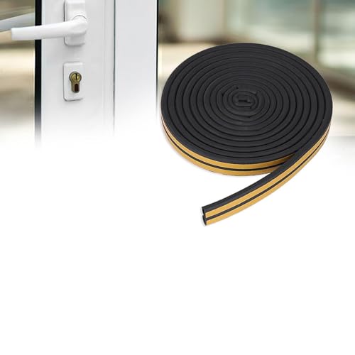 5 Meter EPDM + Gummi -Dichtungsstreifen - Reduzieren Sie das Geräusch und Schützen Sie die Fenstertürkante Selbstklebstoffdesign Geräuschreduzierung (BLACK)