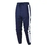 QWUVEDS Herren Herbst Winter Freizeit Outdoor Sport Jogging Fit Farbe Fuß Mund Reißverschlusshose Cargo Jogginghose Herren (24-0213A-Navy, XXL)