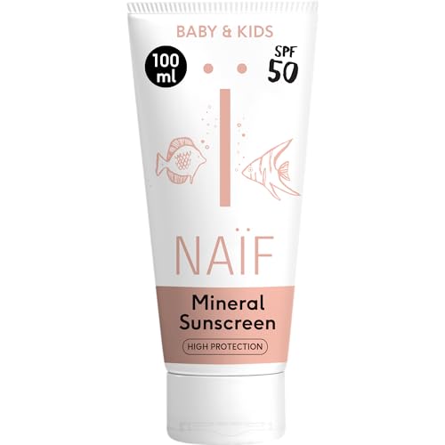 Naïf - Mineralische Sonnencreme - für Baby & Kind - LSF 50 - mit natürlichen Inhaltsstoffen - ohne Mikroplastik, Mineralöle oder Silikone - UV-Filter auf Zinkoxidbasis - vegan - 100ml