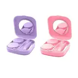 Ryaupy 2 Pcs Tragbar Kontaktlinsenbehälter Hygiene, Mini Box Container Kontaktlinsenhalter, Cute Kontaktlinsen Travel Kit Mit für tägliche Ausflüge wie Reisen und Arbeiten (Pink und lila)