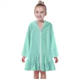 Badeponcho Kinder Frottee Badekleid Mit Reißverschluss Sommer Cover Up Strandkleid Baumwolle Badeanzug Mit Rock Saugfähiges Bademantel Teenager Poncho Mit Kapuze Schwimmanzug Bademode Mädchenkleid