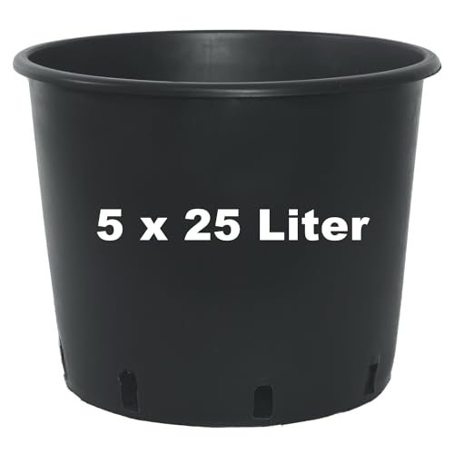 samenfritze 5X Pflanzcontainer 25 Liter Ø 35 cm - Blumentopf, Pflanztopf, Pflanzkübel, ideal für Gemüse und Blumen, Pflanzgefäß