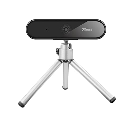 Trust Tyro Webcam Full HD 1080p mit Mikrofon für PC, Weitwinkel, Auto Fokus, USB Plug and Play, Videokamera für Videoanrufe, Konferenzen, Hangouts, Skype, Teams, Zoom - Schwarz