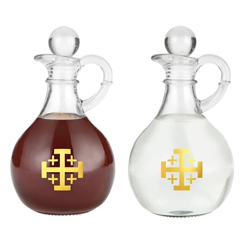 Needzo Jerusalem-Kreuz-Menage-Set, Öl- und Essigflaschenspender, katholische Kirchenbedarf, 16,5 cm