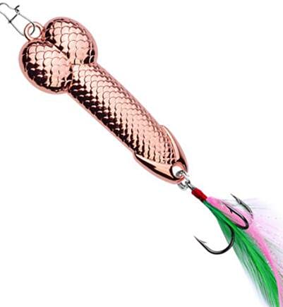 Soapow Angeln Locken Penis Löffel Fischerei Locken mit Haken Gold/Silber Metall Köder Lustige Tackle