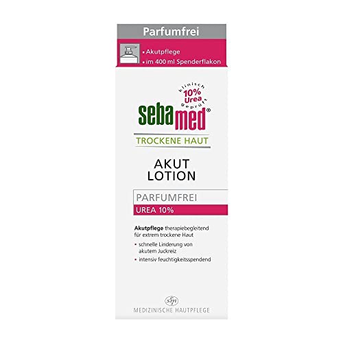 Sebamed Trockene Haut Urea Akut 10% Lotion parfumfrei 400 ml mit Spender, Feuchtigkeits- , lindert Spannungsgefühl, langanhaltender Schutz vor Austrocknung, für Damen und Herren