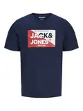 JACK&JONES JUNIOR Jungen Jjnolan Tee Crew Neck Mni T-Shirt, Navy Blazer/Print:Big, 122 EU