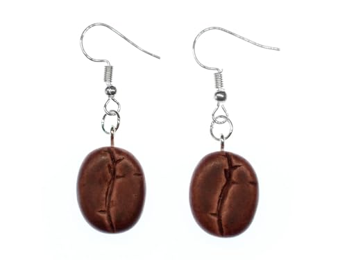 Miniblings Kaffeebohne Ohrringe Hänger Frühstück Kaffee Kaffepflanze - Handmade Modeschmuck I Ohrhänger Ohrschmuck versilbert