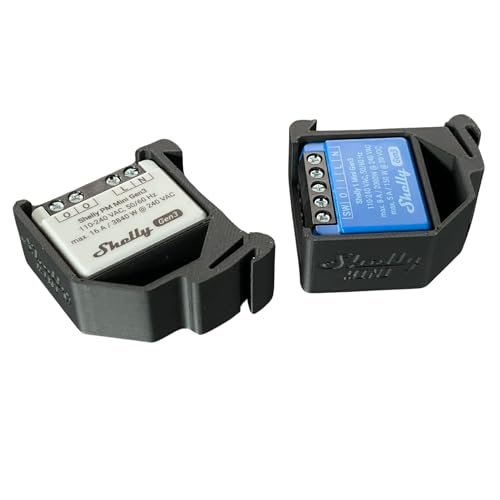 Adapterhalterung Shelly Mini Gen3 für DIN-Schiene – Halterung für Relais Shelly 1 Mini, PM, 1PM Gen3 – Adapter für Domotica auf Hutschiene 35 mm Omega – einfache und robuste Montage