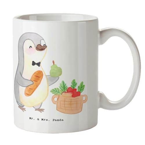 Mr. & Mrs. Panda Tasse Obsthändler Herz - Geschenk, Porzellantasse, Firma, Obstbauer, Kaffeetasse, Dankeschön, Keramiktasse, Wochenmarkthändler,