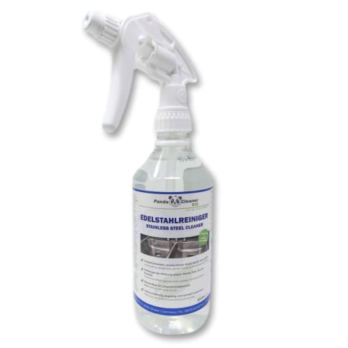 PandaCleaner Edelstahl Reiniger & Edelstahl Pflege - 500ml Bio Edelstahl Reiniger für Küche, Haushalt & Grill putzen - Für Aluminium, Chrom, Buntmetall und Kunststoff (500ml Spray)