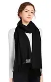 ELF KUCKUCK Schal Damen Winter Baumwolle Winterschal Halstuch Pashmina, Schwarz