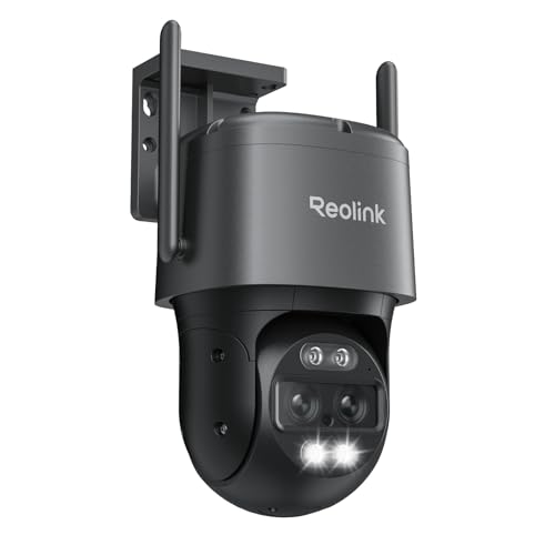 Reolink 4K 8MP Wi-Fi 6 PTZ Überwachungskamera Aussen WLAN mit Auto-Tracking, 6X Hybrid-Zoom, Dual-Objektiv, Dual-Ansicht, Personen/Auto/Tiererkennung, Farbnachtsicht, 2-Wege-Audio, TrackMix WiFi Grau