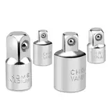 Salubohum 4-Teiliges Adapter-Set, Stecknussadapter, 1/4" zu 3/8", 3/8" zu 1/4", 3/8" zu 1/2", 1/2" zu 3/8", Chrom-Vanadium-Stahl, Geeignet für Schraubenschlüssel und Steckschlüssel (Silber)