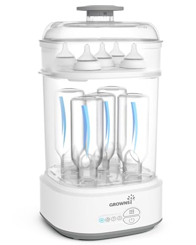 GROWNSY Sterilisator für Babyflaschen, 4-in-1 Flaschen Ssterilisator Baby und Trockner, Schnelles Trocknen, Babyflaschen Sterilisator, Sterilisator für Babyartikel, Babyflaschen & Milchpumpen-Zubehör