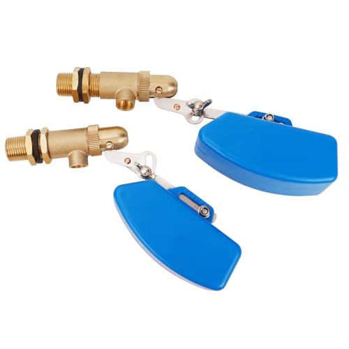 MOGOULUA 2 Stück 3/4" Schwimmerventil Aus Messing Mit 500cm PTFE Dichtband Kugelhahn Absperrventil Wasserschwimmer mit Kunststoff Schwimmer mit verstellbarem Arm für Rinder Schafe Wassertank Teiche