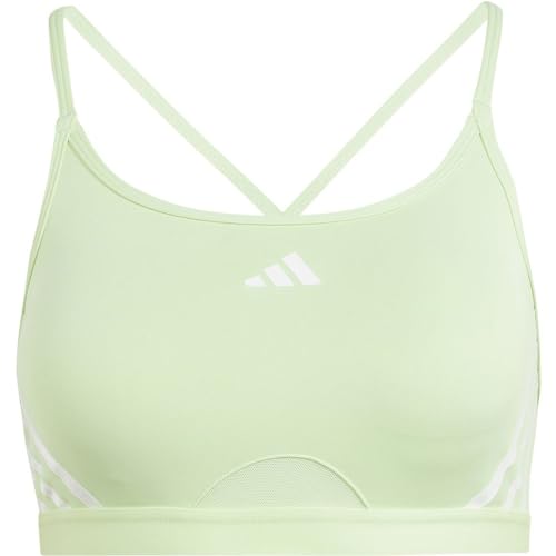 adidas Women's Aeroreact Training Light-Support 3-Stripes Bra Sport-BH, semi Green Spark/White, M C-D