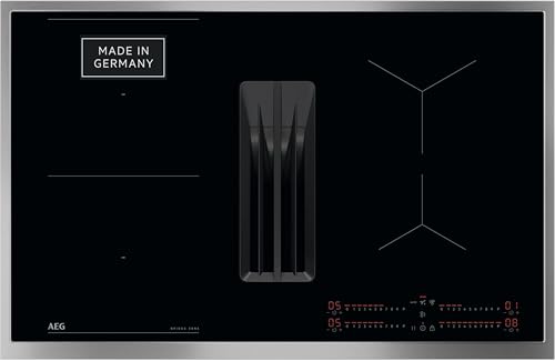 AEG Induktionskochfeld autark 80cm mit Dunstabzug – Made in Germany – 4 Flex-Kochzonen mit Bridge (Kombination 2er Zonen) – Auto-Funktion des Dunstabzugs – Aktivkohlefilter – TH84CB0FRB