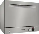 Bosch SKS2ITI00E, Serie 2, Freistehender Kompakt-Geschirrspüler 55 cm, Besteckkorb, Mini Spülmaschine, schneller sauberes Geschirr, Extra Trocknen, Schonende Glasreinigung, Automatikprogramme, Silber