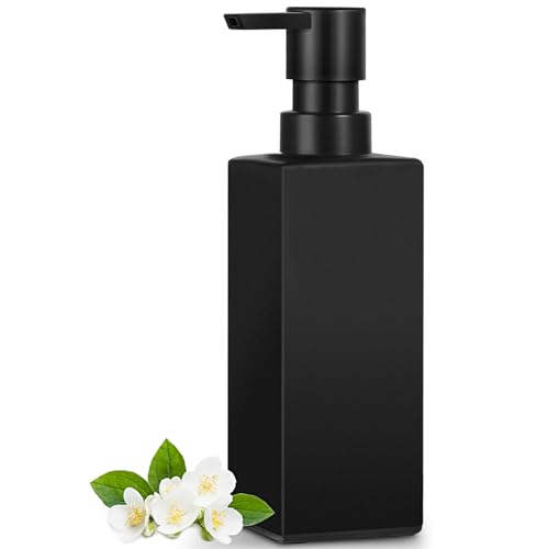 GMISUN Seifenspender schwarz, 350 ml Spülmittelspender für Küche, Modern Handseifenspender Glas für Badezimmer, Stivoll Flüssigseifenspender mit Kunststoffpumpe, Soap Dispenser