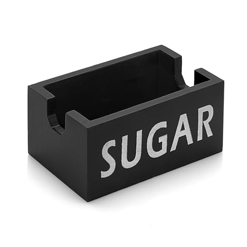 SUMNACON Zucker-Halter für Kaffee-Bar Bauernhaus Zucker-Pakete Caddy Holz Zucker-Paket-Container Zucker-Pakete Dispenser Zucker-Paket-Organisator für Home Restaurant(schwarz)