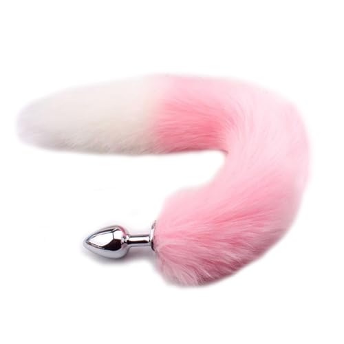 Fuchsschwanz Analplug,Edelstahl Analplug mit Fuchsschwanz ButtPlug, Erotik Fuchs Tail Analplug Cosplay,konische Spitze, SM Sexspielzeug, Fuchsschwanz Buttplug(Rosa)