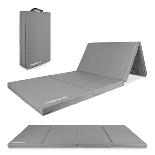 MSPORTS Turnmatte Premium klappbare Weichbodenmatte 190 x 80 x 5 cm Gymnastikmatte Sportmatte für zuhause Kinder Erwachsene (Grau, 190 x 80 x 5 cm)