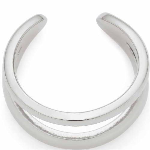 Leonardo Jewels Ohrklemme Ciao Simba, 1 Stück Ear-Cuff aus Edelstahl, offener Doppel-Ring mit zusammenlaufenden Schienen, silberfarben, Ohr-Schmuck Damen, 024260