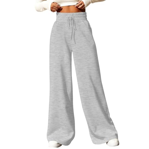 HSUAYEUD Jogginghose Damen Baggy,Damen Yogahose Stretch Freizeithose Bequeme Pyjamahose Schlafanzughose Lang Leichte Lounge Hose Hausanzug Hosen Relaxhose Sommerhose Weites Bein