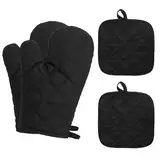 NCZCDZSW Ofenhandschuhe Topflappen Set 4 Stück Hitzebestaendig Topflappen Handschuh Backofen Handschuhe Baumwolle Kochhandschuhe rutschfeste Topfhandschuhe Topflappen Set für Kochen Backen Grillen