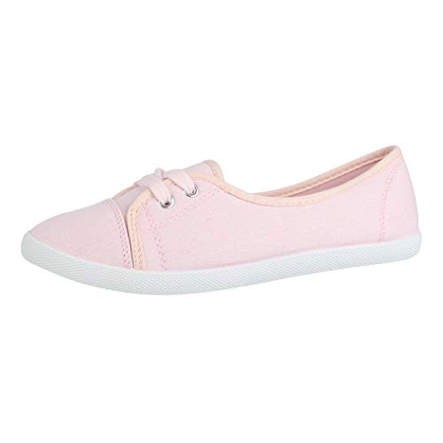 Elara Damen Ballerinas Sneaker Schnürer Chunkyrayan BD1413 Rosa-36