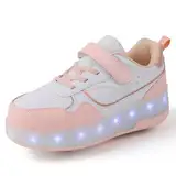 Mateju Schuhe mit Rollen für Kinder Mädchen Jungen Rollschuhe Schuhe mit 2 Rollen, 2 in 1 Turnschuhe Versenkbarer, Damen Herren Roller Schuhe Turnschuhe Skateboardschuhe 34 EU Pink