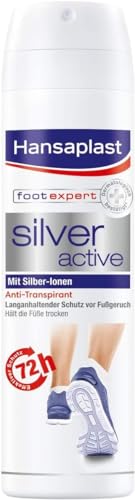 Hansaplast Silver Active Fußspray (150 ml), Fußdeo Anti-Transpirant mit 72 h Schutz vor Fußgeruch und Schweiß, Aktiv-Komplex mit Silber-Ionen