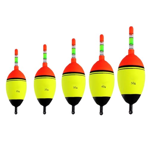 Angeln Bobber Float,Posen Angeln Schwimmer,Angelposen-Set,15g,20g,30g,40g,50g,5 Stück Angelposen Und Bobbern,Leuchtend Angeln Schwimmt Posen Set,Posen Angeln Set,Angelposen Angeln Schwimmt Set