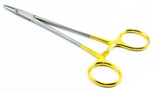 "SLITETECH® Mayo Hegar Nadelhalter 14 cm TC Gold - Chirurgischer Nahtinstrument für Präzision bei Operationen - CE- Ohrstecker und Verriegelungszangen" (Mayo Hegar TC)