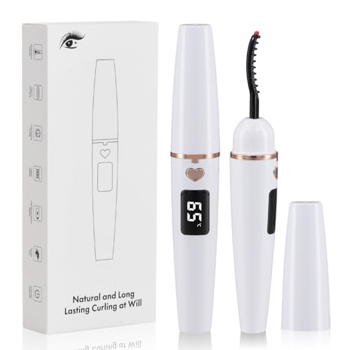 Mapille Heated EyeLash Curler,Wimpernzange Beheizbar Elektrische Wimpernzange 10s Schnelles Aufheizen Wimpern Curler,4 Heizmodi Beheizbare Wimpernzange mit LED Display Auto Off Für Make-up (Weiß)