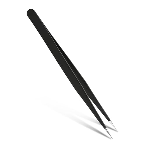 Qianyu Edelstahl Spitze Pinzette ESD Pinzetten Präzisions Modellbau Pinzette Nicht Gezahnt Perlen Pinzette für Computer Elektronische Reparaturen Schmuck Präzisionsarbeit Laborarbeit