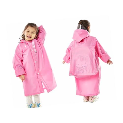 Parliky Rosa Regenponcho Größe Wiederverwendbarer Wasserdichter Regenmantel Mit Kapuze Und Elastischen Ärmeln Inklusive Schulranzen Abdeckung Für Outdoor Aktivitäten 110 130 Cm