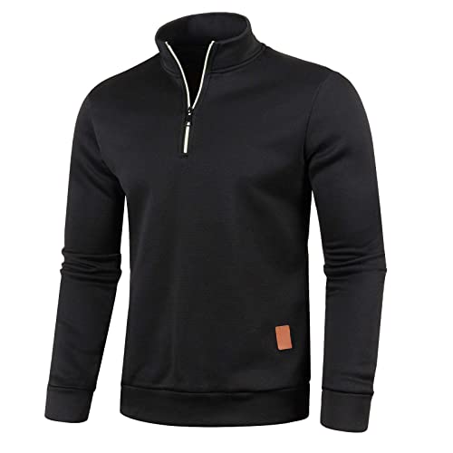 FASLOLSDP Pullover Herren Half Zip Sweater Ohne Kapuze Stehkragen Fleecepullover Männer Sweatshirt Winterpullover Regular Fit Langarmshirt Oversize Winter Sport Rollkragenpullover Men Strickpullover