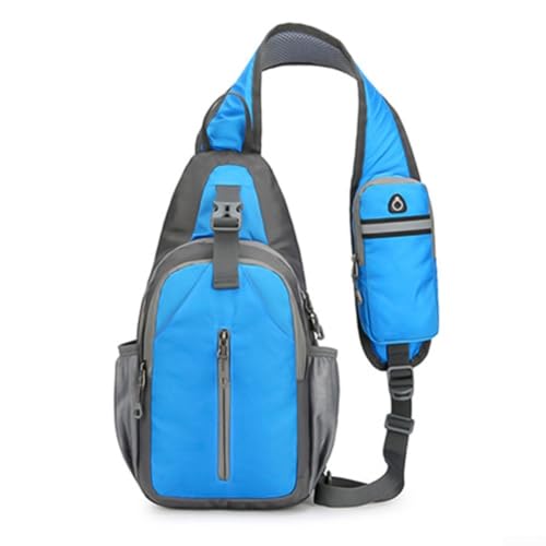 Zilimontt Umhängetasche, mehrfarbig, reflektierende Streifen, Umhängetasche, Sling Rucksack, Umhängetasche, Tagesrucksack, leicht, Wanderrucksack, Brusttasche (blau)