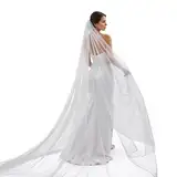HaiFafafaing Schleier Braut Lang Hochzeit Brautschleier Tüll Schleier mit Kamm Einschichtige Weiche Kathedrale Hochzeitsschleier Haarschmuck Brautkleid