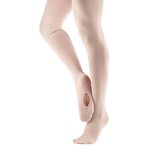 Bezioner Ballett Strumpfhose Cabrio Tanzstrumpfhose mit Fersenloch für Kinder Mädchen und Damen Rosa L (über 140cm)